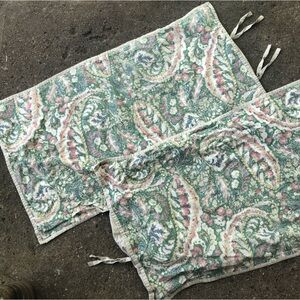 Ralph Lauren Allie Paisley King Shams Pillow Cases  Green pink Muted Tie Closure